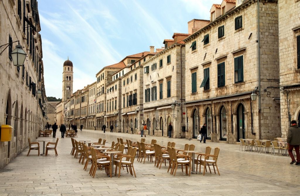 The main pedestrian street through the Old Town of Dubrovnik, Croatia