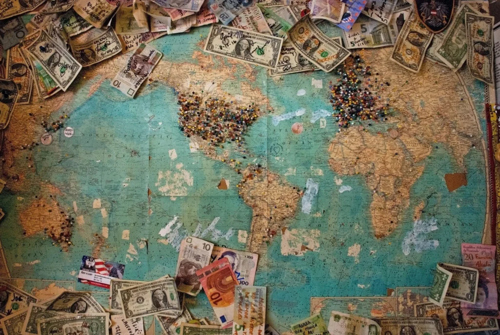 Money on a map