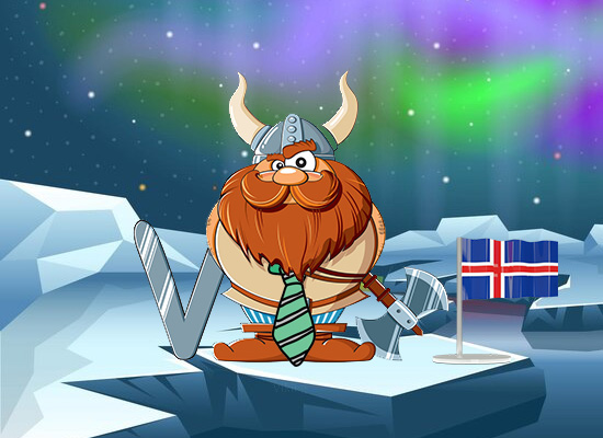 Καρτούν Viking σε Αρκτικό τοπίο