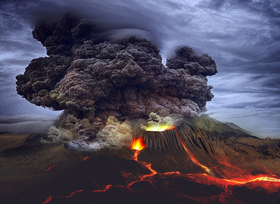 Ηφαίστειο κατά τη διάρκεια της έκρηξης - Ισλανδία