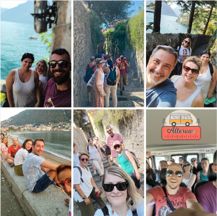 Παρέα σε roadtrip στη Λίμνη Κόμο με το Altervan, απολαμβάνοντας την εμπειρία της εξερεύνησης της Ιταλίας.
