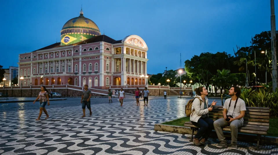 Το Teatro Amazonas στο Manaus, το σούρουπο
